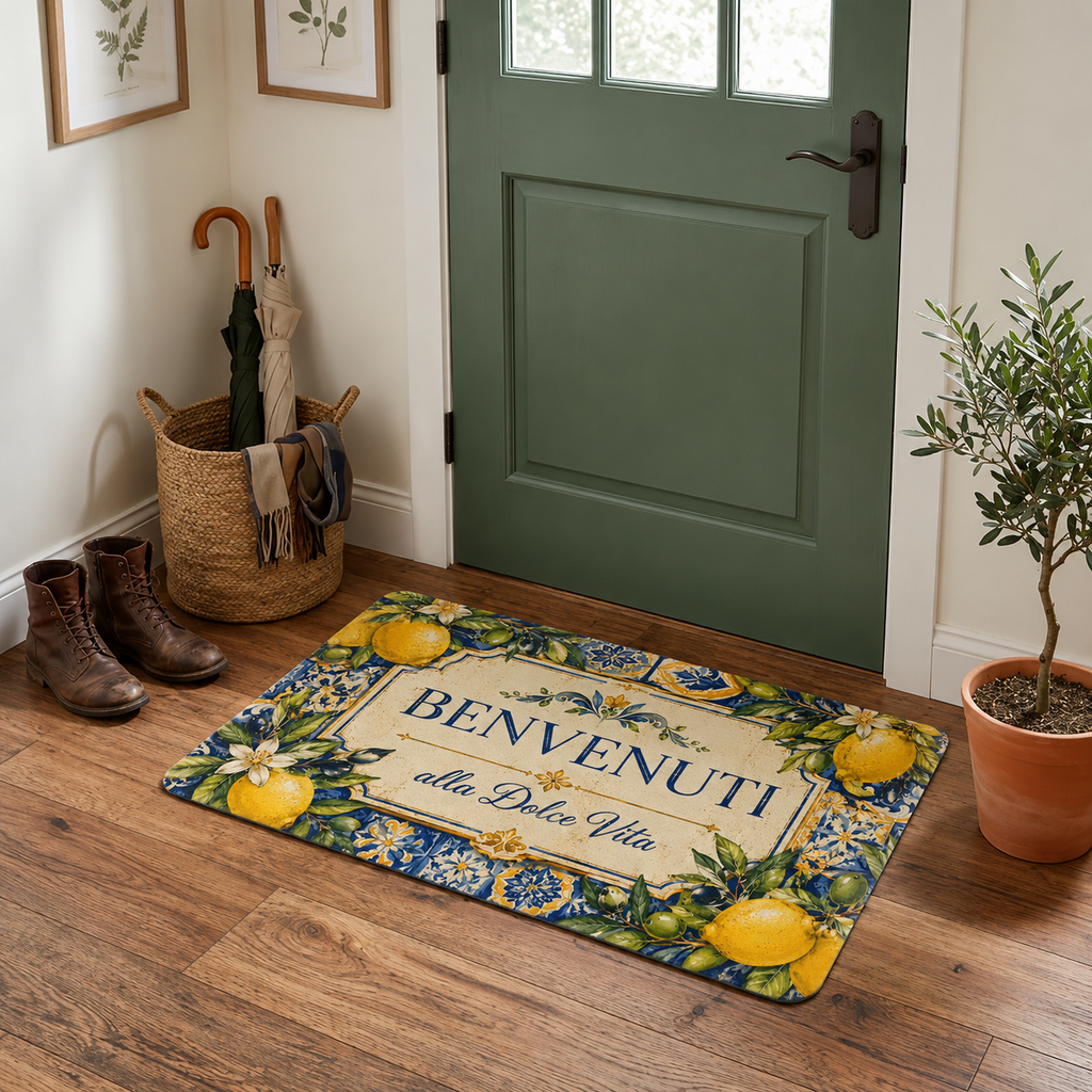 Italian Lemon 'Benvenuti' Welcome Doormat - Dolce Vita Entry Mat