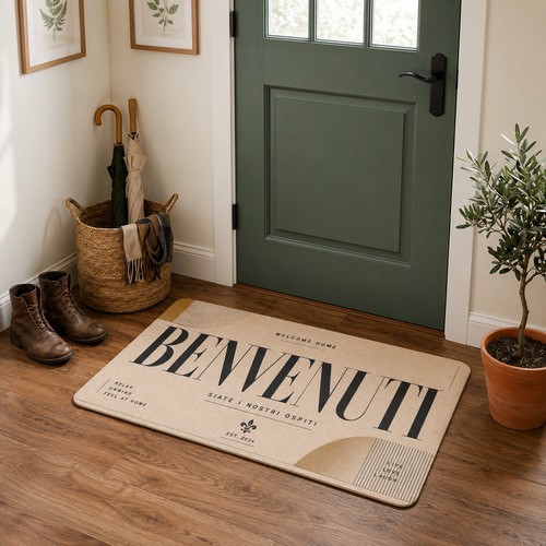 Benvenuti Doormat – Italian Welcome Polyester Entry Mat