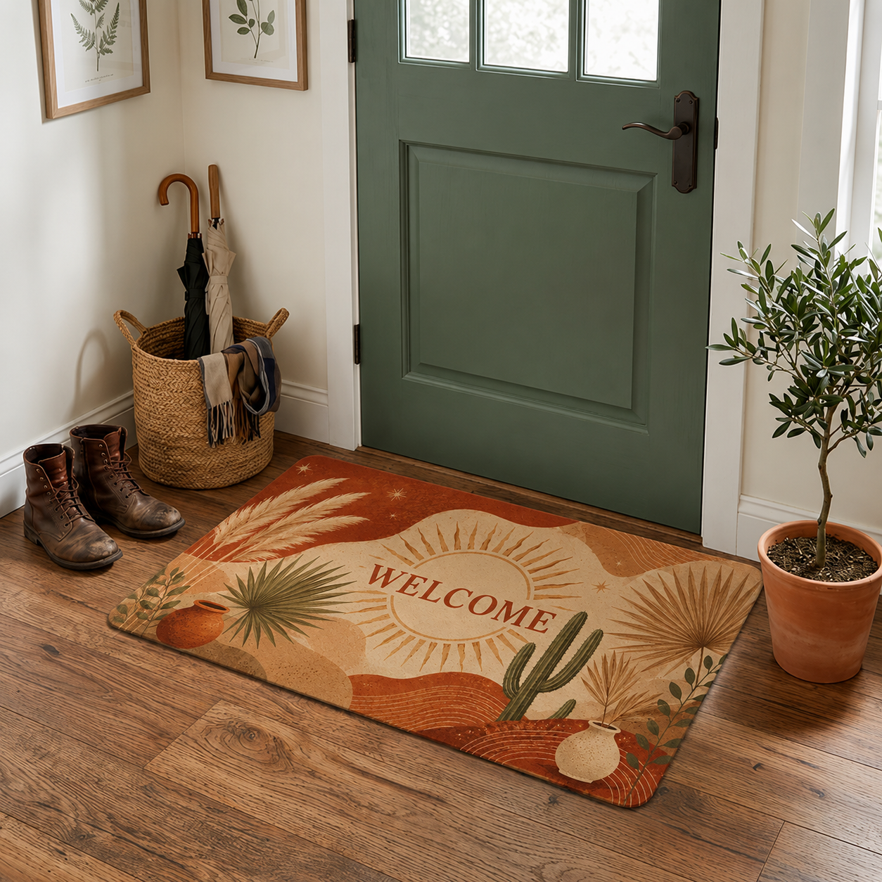 Doormat — Boho Desert 'WELCOME' Polyester Welcome Mat